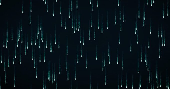 Teal Han ideogram characters cascade down in a 4K animated matrix rain background with a controlled glow.