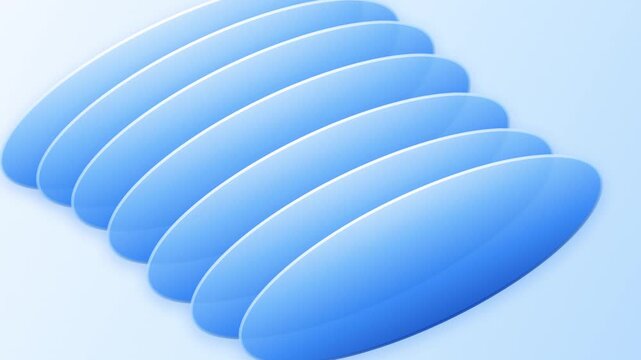 Abstract blue geometric motion background, with floating transparent, ellipses and soft, light transitions