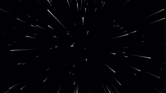 Abstract background featuring white streaks moving through deep space like light speed travel.