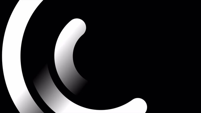 Abstract circular motion animation with smooth white gradients on black background.