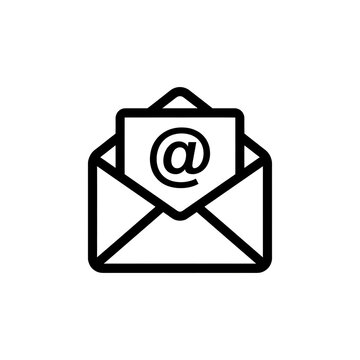 Minimalist envelope icon with at symbol for email communication design