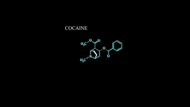 Cocaine Molecule Molecular Structure Animation, Cocaine Chemical Formula and Pharmacology Science Motion Graphic