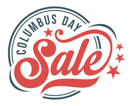 Columbus Day sale banner badge vector logo, emblem, retro style special offer card for Big holiday sale banner template, Social media, Web banner & App