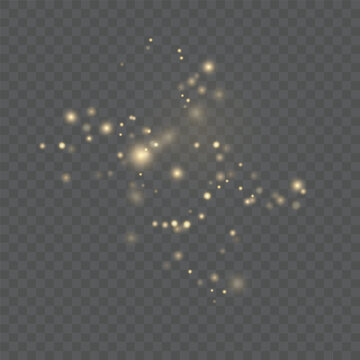 Gold sparks and golden stars glitter special light effect. Vector sparkles on transparent background. Christmas abstract.	
