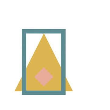 Geometric shapes with yellow triangle and blue frame