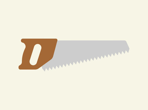Isolated Hand Saw with Wooden Handle Carpentry Tool Construction Equipment Woodworking Instrument Metal Blade