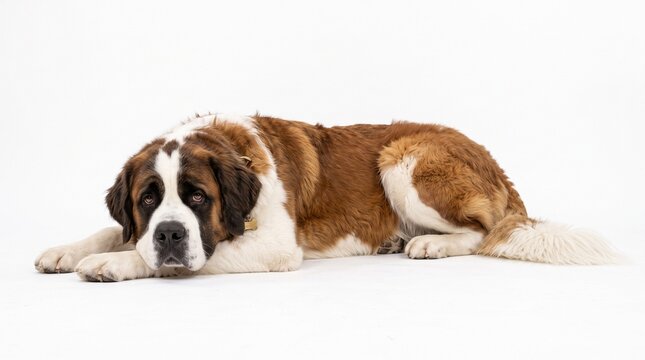  saint bernard dog, dog, pet dog, large dog, domestic dog, lying dog, resting dog, dog isolated, dog on white background, dog png, dog image, dog picture, canine, companion dog, family p