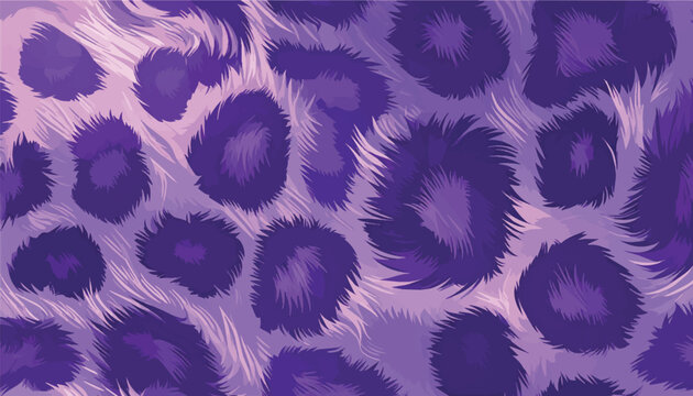 Abstract purple leopard print vector pattern, seamless animal fur texture in vibrant violet shades. Artistic wild cat skin design for modern fashion background, stylish textile print, banner.