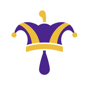 Jester hat with purple and gold colors