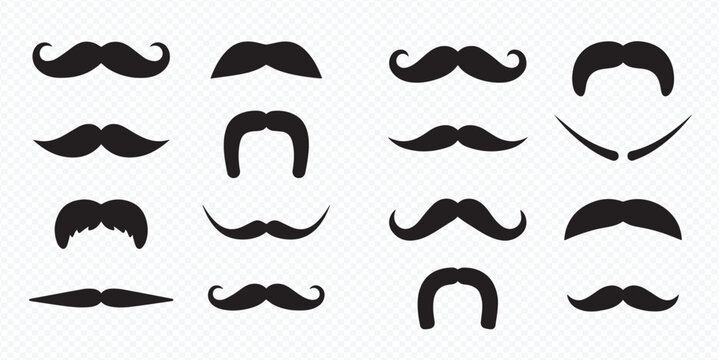 Collection of various mustache styles for men, perfect for character design and vintage themes.