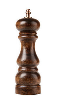 Wooden pepper grinder on white background