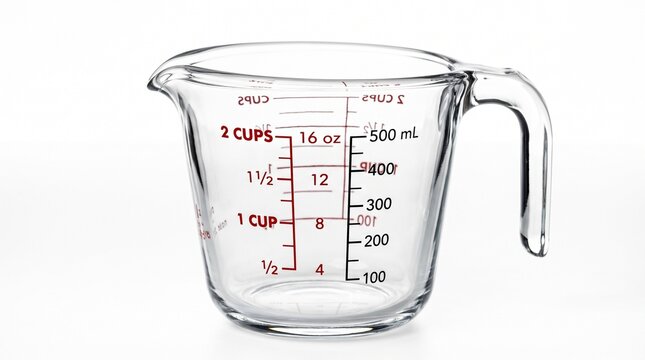 Glass Measuring Cup Isolat - A measuring cup with a measuring scale on it