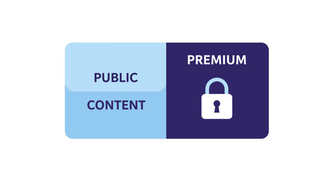 Subscription Model Concept Showing Public Content versus Premium Locked Access with Padlock Icon, Minimalist UI Design for Digital Services