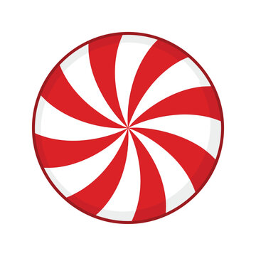 Red and white peppermint candy swirl isolated vector graphic