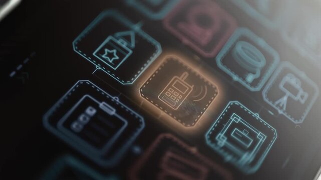 Radio communication tile illuminates within equipment menu