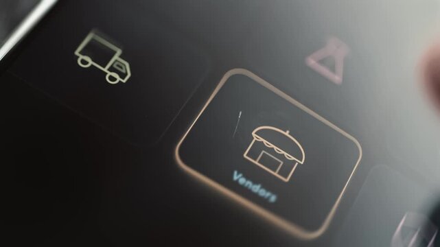 Vendors menu activates through storefront interface icon