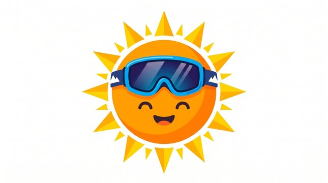 Smiley sun with swimming goggles