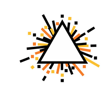 Abstract geometric explosion around triangle