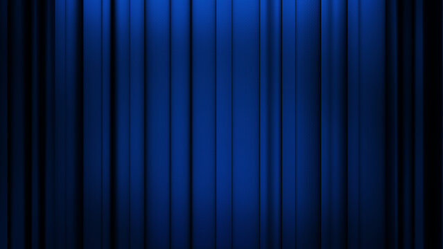 Blue curtain, TV show background. A minimal 3D rendering, medium shot livestream broadcast backdrop, in video aspect ratio resolution.