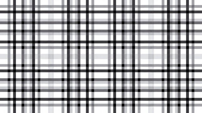 Monochromatic black and white tattersall plaid seamless pattern background