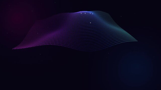 Abstract digital wave background, with glowing particles, neon gradient flowing, mesh, technology and, data visualization motion