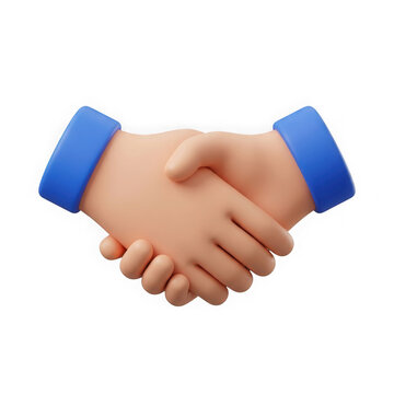 3d render of a friendly handshake icon representing partnership agreement and successful cooperation deal isolated on white background