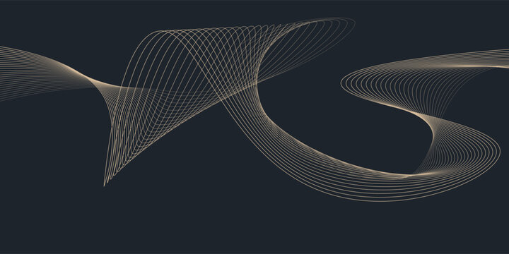 Abstract geometric vector curve lines shape in premium gold color isolated on transtransparent background. Dinamic flowing gold gradient wave pattern. Vector llustration