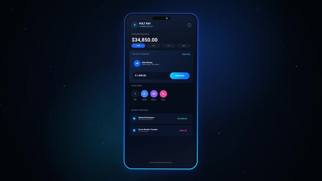 Mobile Banking and Fintech Wallet Interface Animation