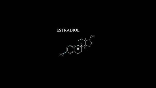 Estradiol Molecule Molecular Structure Animation, Estrogen Hormone Chemical Formula Science Motion Graphic