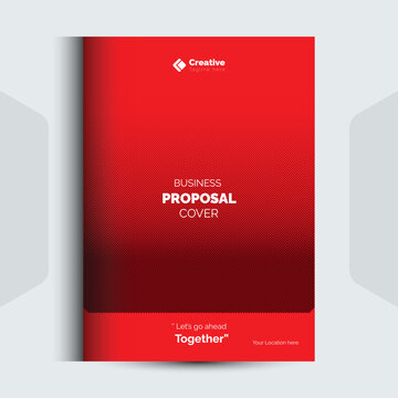 Professional business proposal report cover with a red halftone dot gradient design
