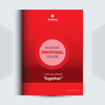 Abstract red corporate business proposal cover layout with geometric background texture