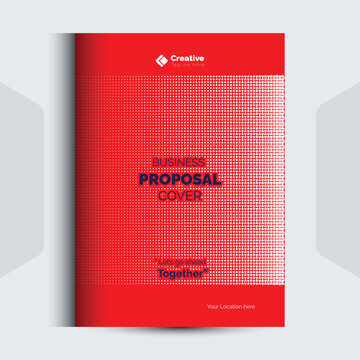 Business proposal cover page layout with red and white geometric data pattern background
