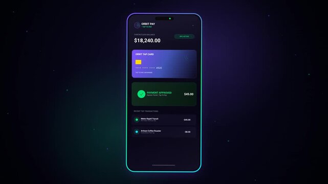 Mobile Banking App Interface Payment Approval Animation