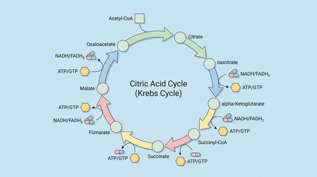 Citric Acid Cycle Krebs Cycle Biochemical Pathway Diagram

