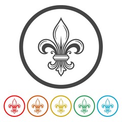 Fleur de lis sign icon. Set icons in color circle buttons © sljubisa