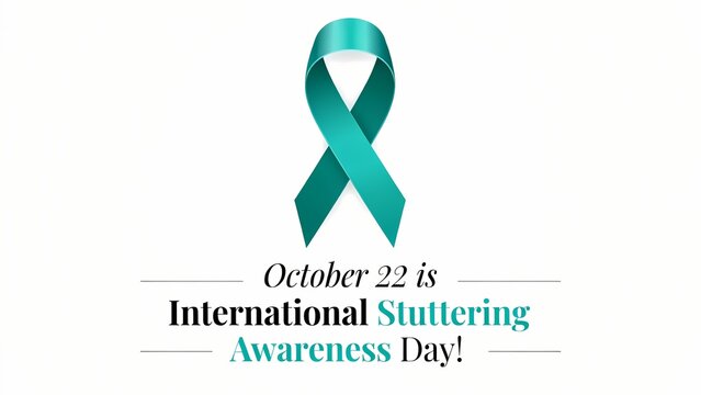 Teal awareness ribbon for international stuttering awareness day on october 22