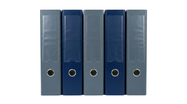 Office Binders Photo Set Isolated on Black Background Template