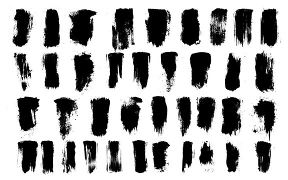 Vector illustration. Grunge ink banners set. Backgrounds for text. White paint brush stroke. Geometric elements for design poster