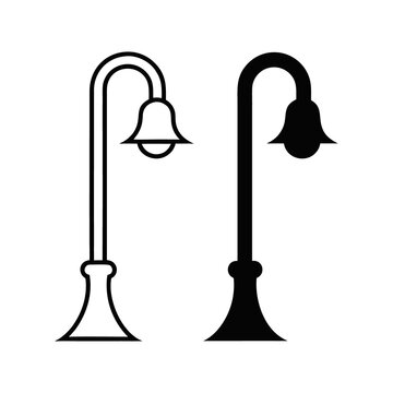 Street lamp icon flat outline in black