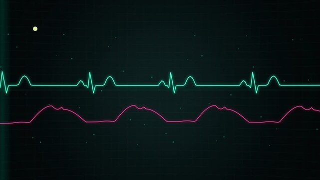 Abstract Holographic Telemetry Ecg Loop Seamless Motion Loop 4K