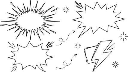 Comic Speech Bubble and Explosion Cloud Vector Icon Set for Manga Graphic Designs © Jakeya