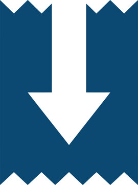 Abstract downward pointing arrow icon representing decrease, decline, or reduction in data and performance metrics