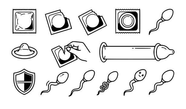 Condom and Sperm Clipart Illustration Vector Collection