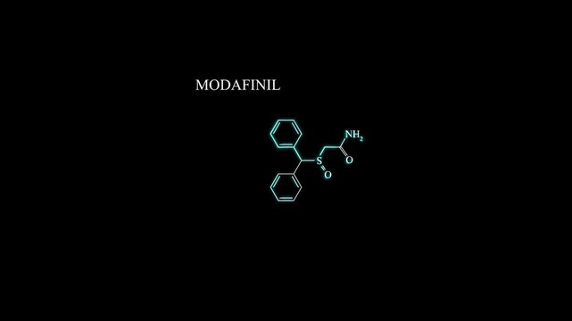 Modafinil Molecule Molecular Structure Animation, Wakefulness Promoting Drug Chemical Formula Science Motion Graphic