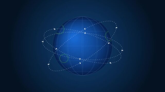 Abstract Global Aviation Flight Routes Seamless Motion Loop 4K