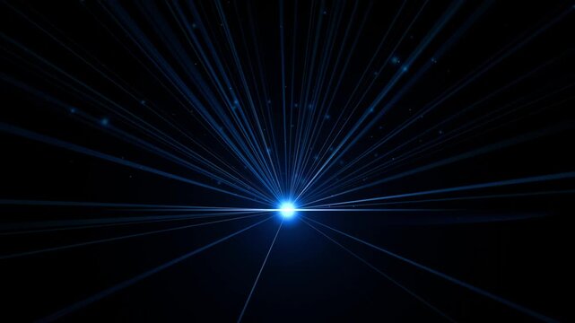 Blue radial light rays bursting from glowing center point