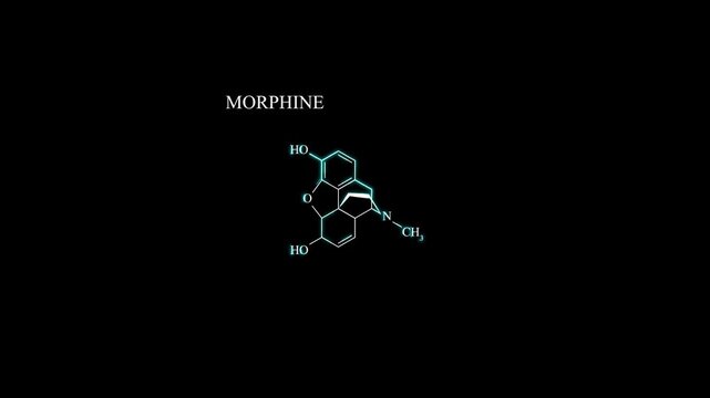 Morphine Molecule Molecular Structure Animation, Opioid Chemical Formula and Pharmacology Science Motion Graphic