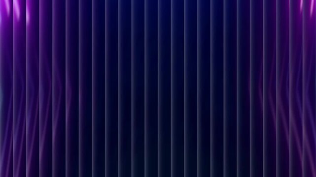 Abstract purple blue vertical light waves background animation. Reeded glass neon wave motion loop background. Moving vertical stripes vibrant visual effect, glass effect animation.