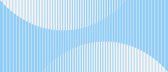 Fototapeta na wymiar Vertical blue stripes divided by two crossing wavy diagonal curves forming an S-shaped pattern on a light background, vector illustration.