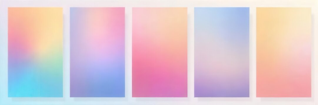 A set of six microblog carousel slides templates with pastel gradient backgrounds, perfect for social media posts or Instagram stories , Slides, Modern